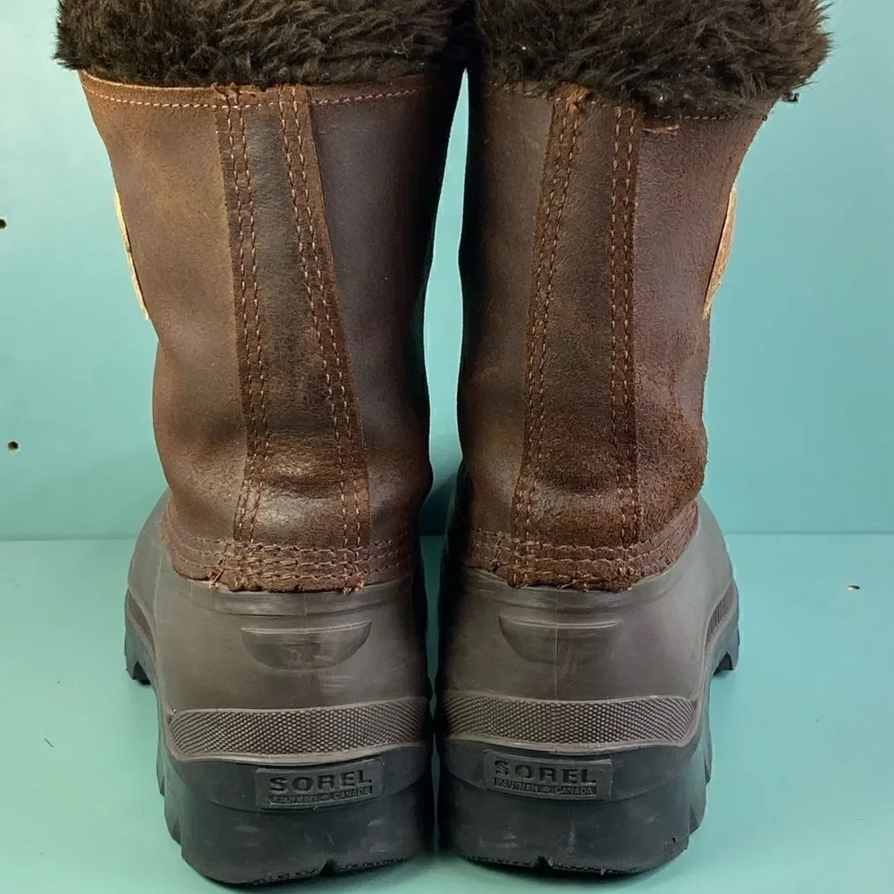 Sorel  VTG Kaufman Manitou Boots shoes Brown Rubber Leather Size 10 Mens